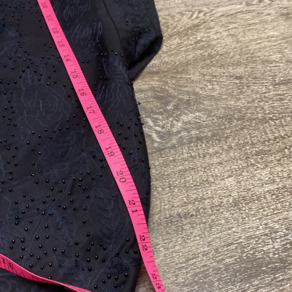 Ellen Tracy Silk Blend Floral Embroidered & Beaded Open Front Black Jack… - Picture 6 of 11